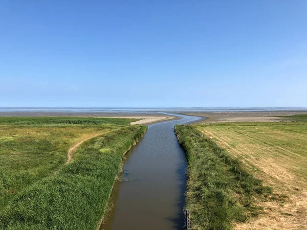 Rivière Vers Mer Des Wadden Autour Zwarte Haan Frise Pays — Photo