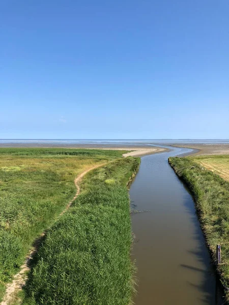 Rivière Vers Mer Des Wadden Autour Zwarte Haan Frise Pays — Photo