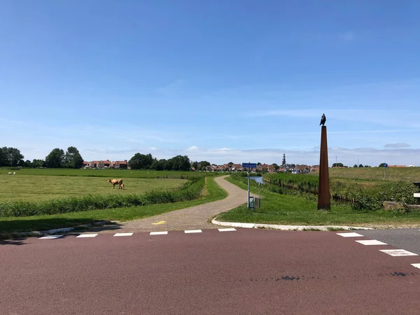 Fietspad Richting Hindeloopen Friesland Nederland — Stockfoto