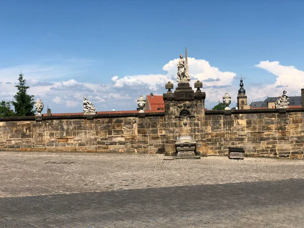 Τείχος Στο Domplatz Γύρω Από Τον Καθεδρικό Ναό Bamberg Στο — Φωτογραφία Αρχείου