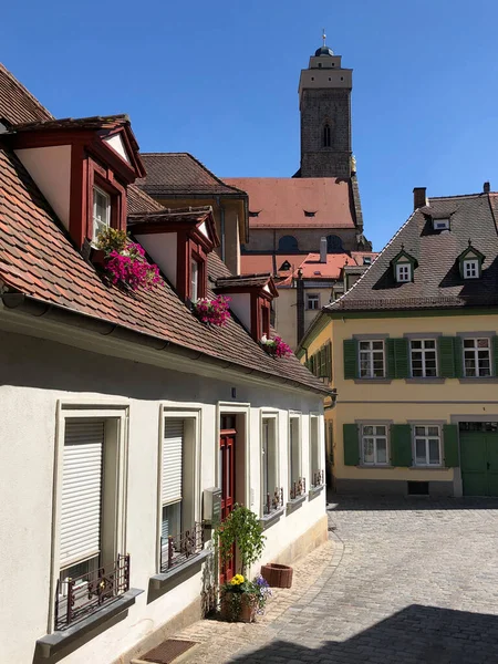 Cidade Velha Bamberg Com Igreja Obere Pfarre Fundo — Fotografia de Stock