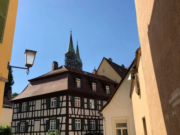 Vivienda Con Estructura Madera Catedral Bamberg Bamberg Alemania — Foto de Stock