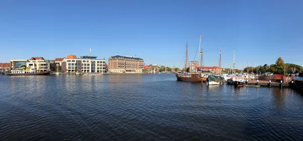 Panoráma Régi Belvízi Kikötőből Emden Németország — Stock Fotó