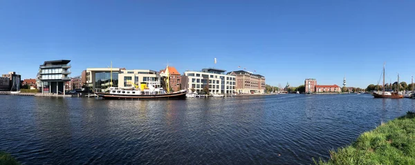 Panorama Starego Portu Emden Niemcy — Zdjęcie stockowe