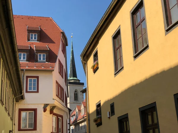 Torre Igreja Todos Santos Nas Ruas Erfurt Alemanha — Fotografia de Stock