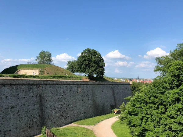 Muur Van Vesting Petersberg Citadel Erfurt Duitsland — Stockfoto