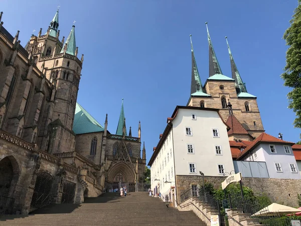 Der Erfurter Dom Und Die Severi Kirche Erfurt — Stockfoto