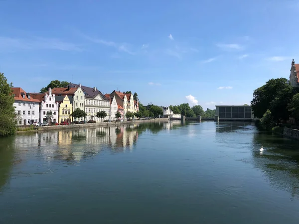 Casas Coloridas Landshut Alemania —  Fotos de Stock