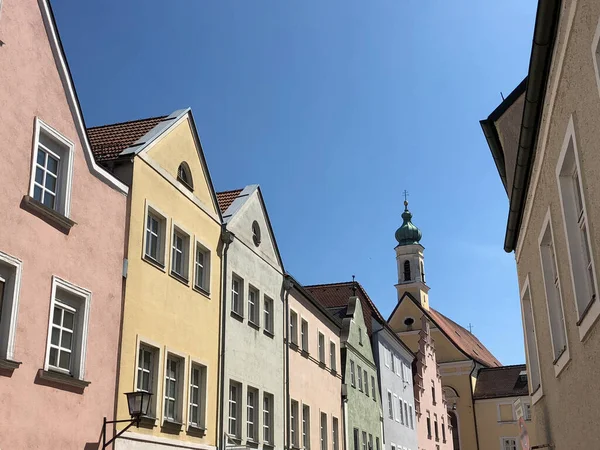 Casas Coloridas Cidade Velha Landshut Alemanha — Fotografia de Stock