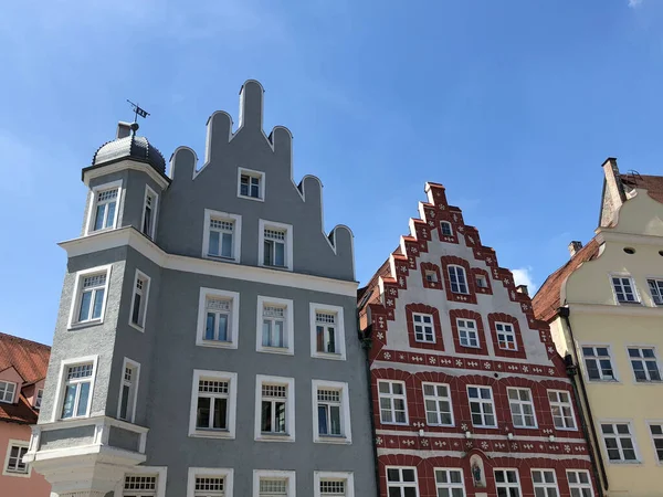 Kolorowe Domy Starym Mieście Landshut Niemcy — Zdjęcie stockowe