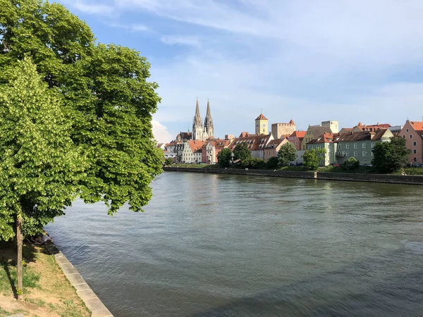 Rio Danúbio Regensburg Alemanha — Fotografia de Stock