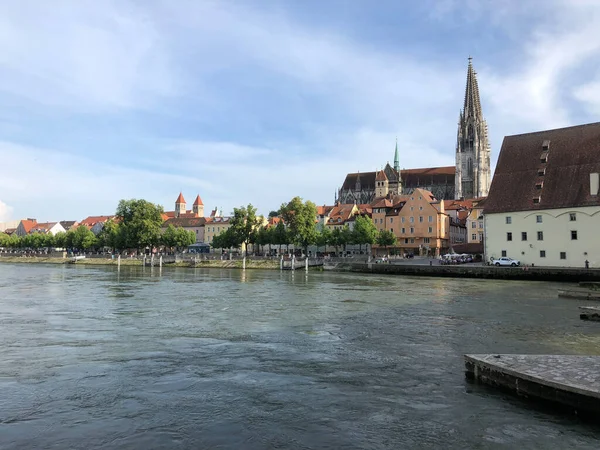 Rio Danúbio Regensburg Alemanha — Fotografia de Stock