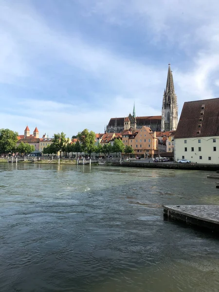 Rio Danúbio Regensburg Alemanha — Fotografia de Stock