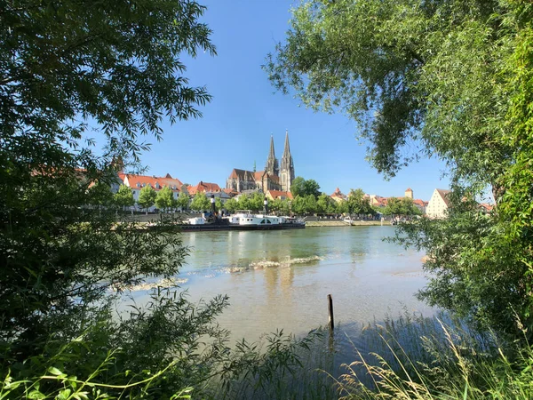 레겐스부르크에 베드로 대성당 다뉴브강 — 스톡 사진