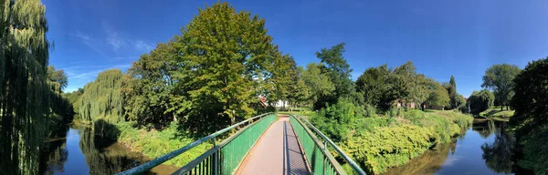 Panorama Von Einer Brücke Über Die Berkel Vreden — Stockfoto