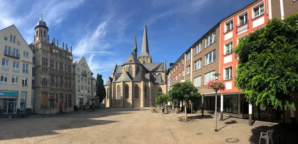 Panorama Gran Plaza Del Mercado Con Catedral Willibrordi Wesel Alemania — Foto de Stock
