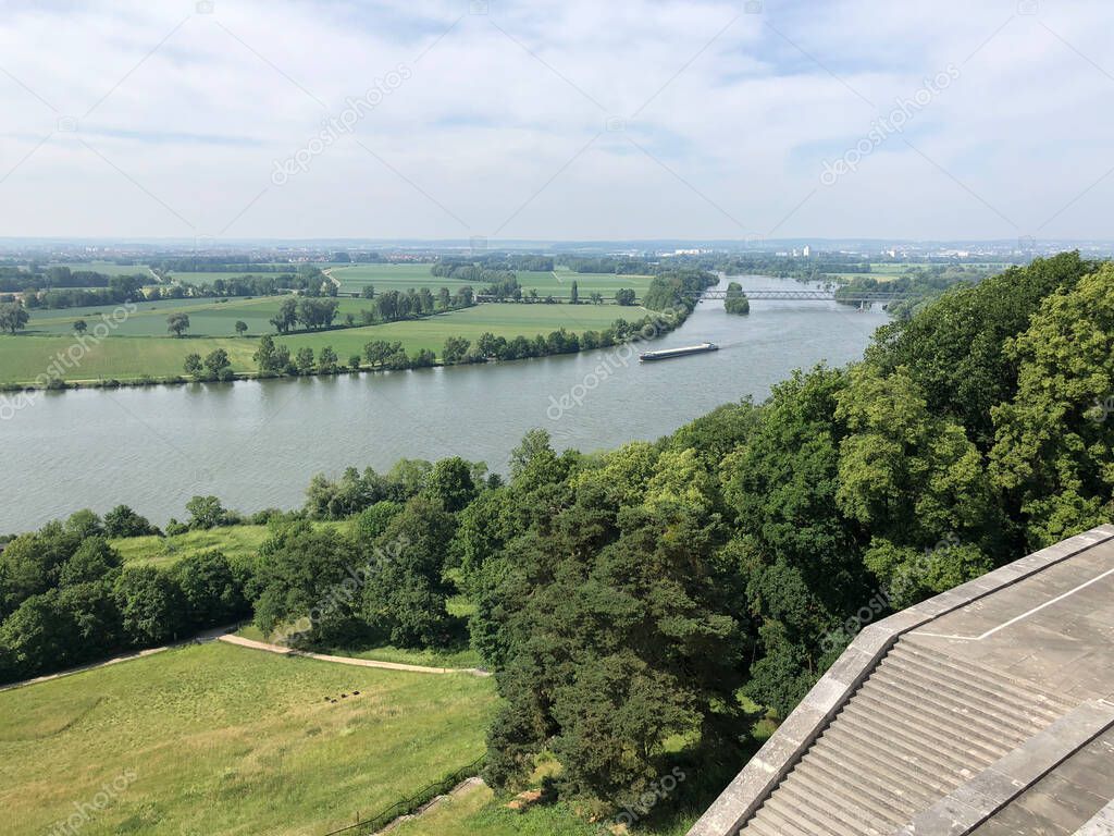 The Danube river seen from the Walhalla in Donaustauf, Germany