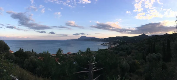 Platana Yunanistan Dan Gün Batımında Panorama — Stok fotoğraf