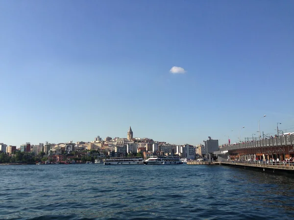 Galatastornet Och Galatabron Istanbul Turkiet — Stockfoto