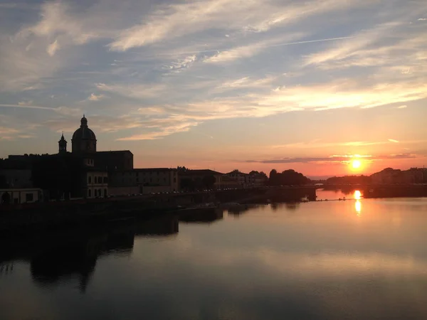 Sunset San Frediano Cestello See Ponte Alla Carraira Florence Italy — стокове фото
