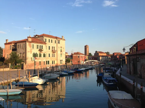 Canal Boats Murano Venezia Ιταλία — Φωτογραφία Αρχείου