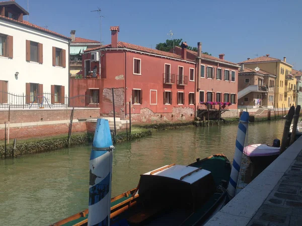 Canal Com Casas Coloridas Murano Venezia Itália — Fotografia de Stock