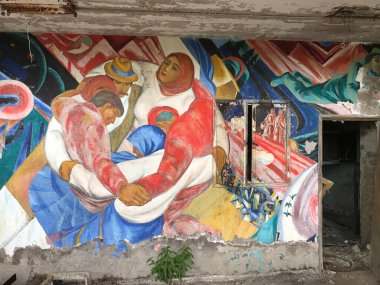 Ukrayna, Pripyat 'ta bir kafede duvar çizimi