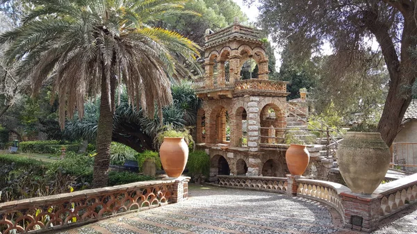 Tuin Van Villa Comunale Taormina Italië — Stockfoto