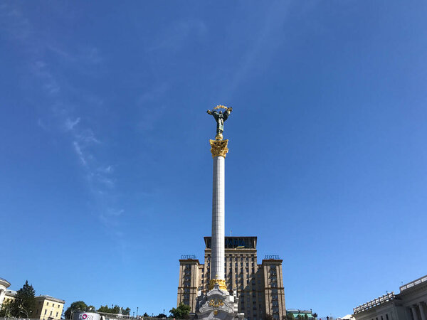 Independence Monument at the Independence Square (Maidan Nezalezhnosti) in Kiev Ukraine