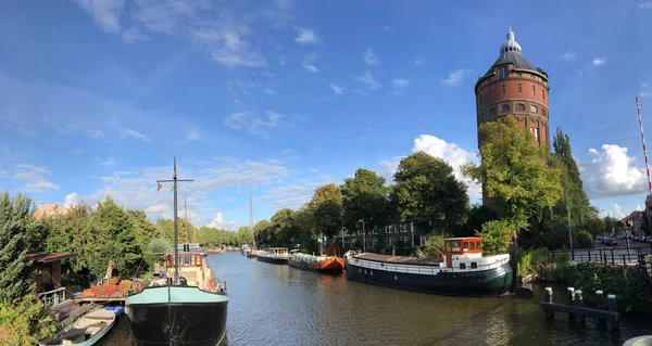 Panorama Kanálu Rietdiep Groningenu Nizozemsko — Stock fotografie