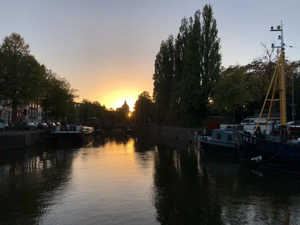 Západ Slunce Groningenu Nizozemsko — Stock fotografie