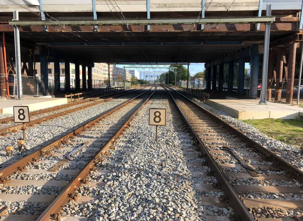 Train Track Europapark Train Station Groningen Netherlands — Stock Photo, Image