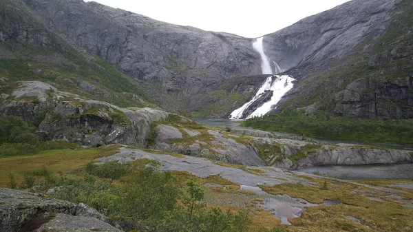 Wasserfall Und Flusslandschaft Hardangervidda Nationalpark Norwegen — Stockfoto