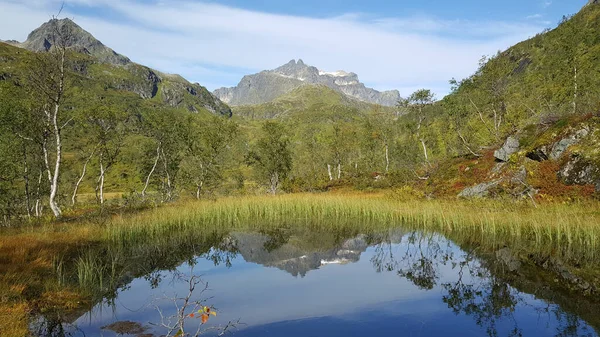 Bergreflexion Einem See Moysalen Nationalpark Norwegen — Stockfoto