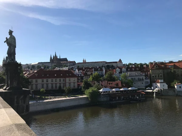 Vue Depuis Pont Charles Sur Rivière Vltava Prague République Tchèque — Photo