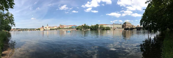 Panorama Depuis Rivière Vltava Prague République Tchèque — Photo