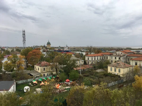 Pohled Osvětleného Domu Sulinu Deltu Dunaje Rumunsku — Stock fotografie