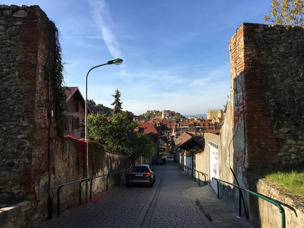 Muralla Medieval Entrada Hacia Casco Antiguo Brasov Rumania —  Fotos de Stock