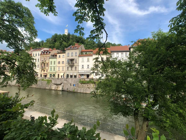 Rzeka Ljubljanica Lublanie Słowenia — Zdjęcie stockowe