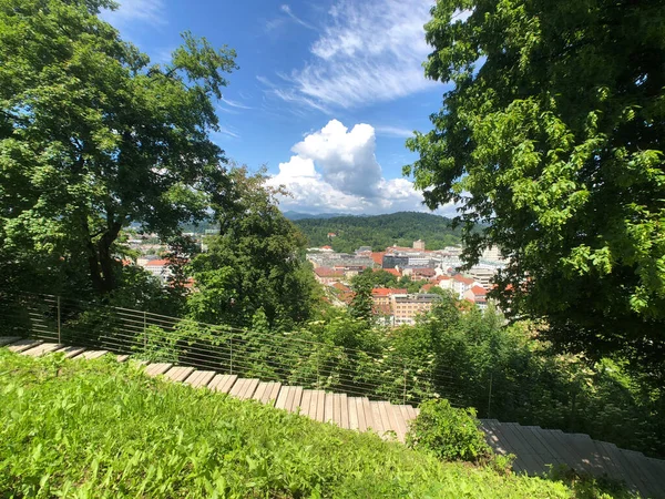 Utsikt Från Ljubljana Slott Över Den Gamla Staden Ljubljana Slovenien — Stockfoto