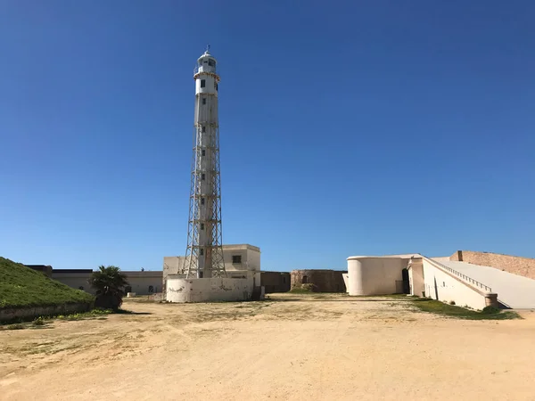 Vuurtoren Het Kasteel Van San Sebastian Cadiz Spanje — Stockfoto