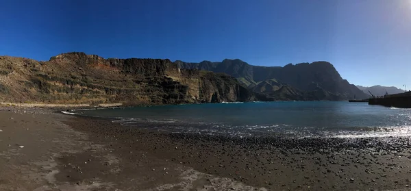 Panorama Vanaf Het Strand Puerto Las Nieves Gran Canaria Canarische — Stockfoto