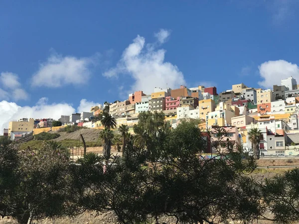 Las Palmas Taki Tepede Renkli Evler Büyük Kanarya Adaları Spanya — Stok fotoğraf