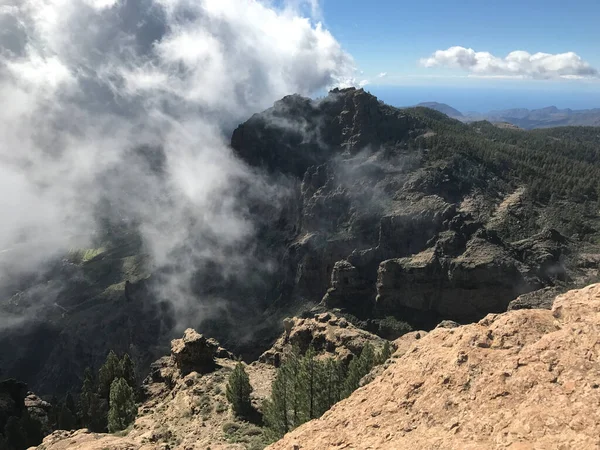 Nubes Pico Las Nieves Pico Más Alto Isla Gran Canaria — Foto de Stock