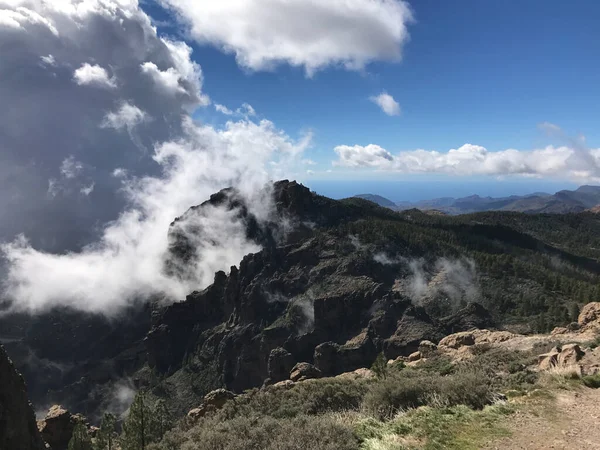 Chmury Pico Las Nieves Najwyższym Szczycie Wyspy Gran Canaria — Zdjęcie stockowe