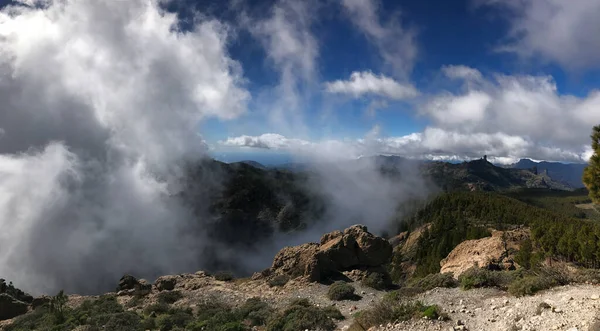 Panorama Nubes Pico Las Nieves Pico Más Alto Isla Gran — Foto de Stock