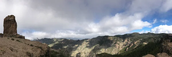 Panorama Roque Nublo Uma Rocha Vulcânica Ilha Gran Canaria — Fotografia de Stock