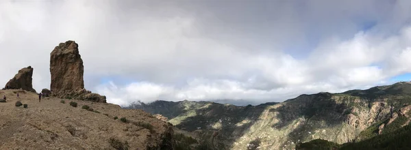 Panorama Roque Nublo Uma Rocha Vulcânica Ilha Gran Canaria — Fotografia de Stock