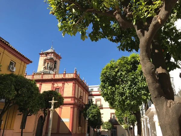 Séta Felé Iglesia San Vicente Templom Sevillában Spanyolország — Stock Fotó