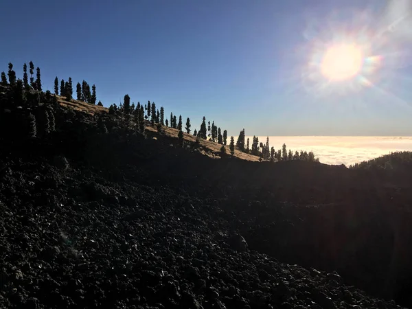Solsken Över Molnen Med Granlandskap Teide Nationalpark Teneriffa Kanarieöarna — Stockfoto